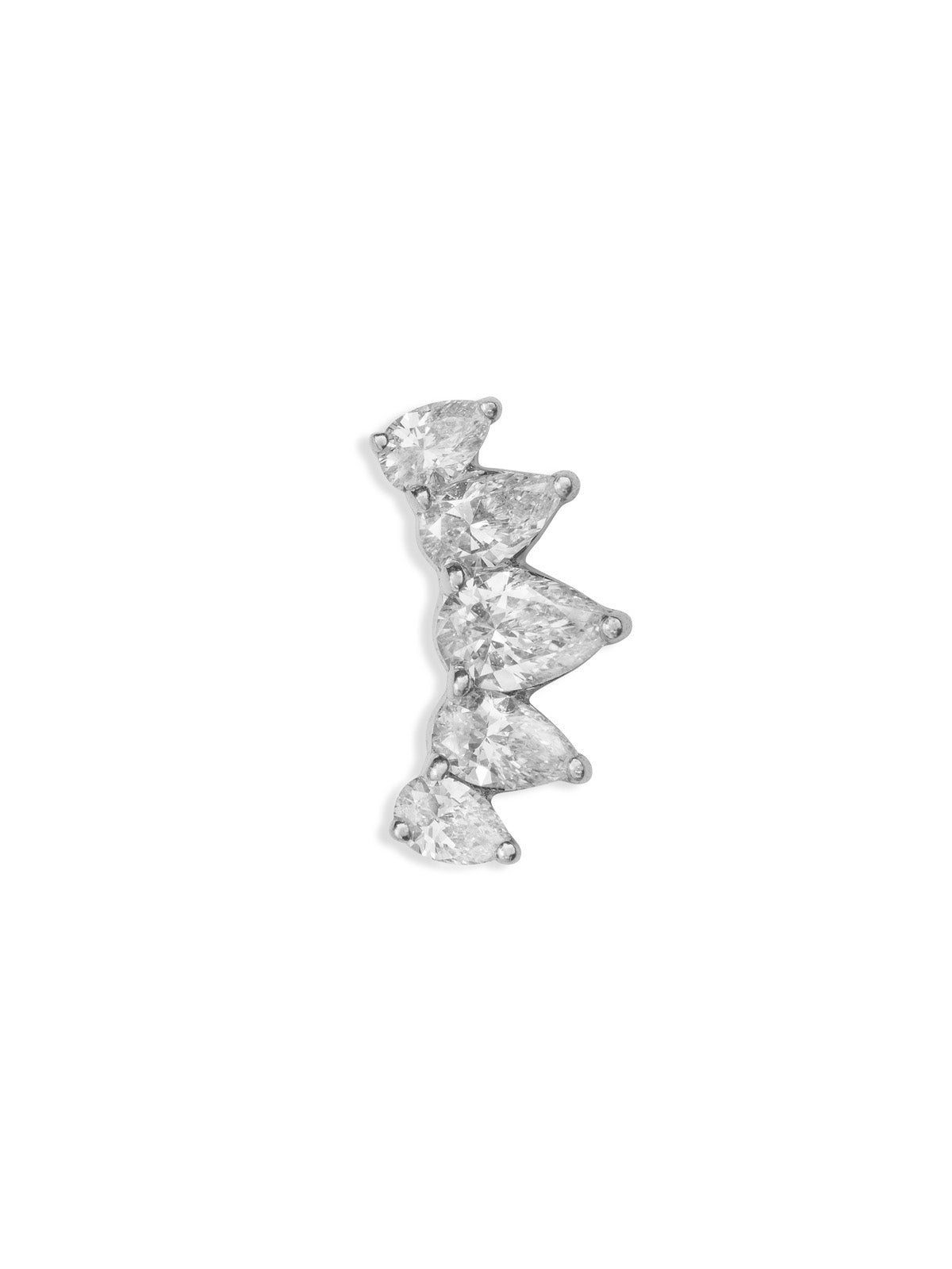 5 Pear Diamond Curve White Gold Stud