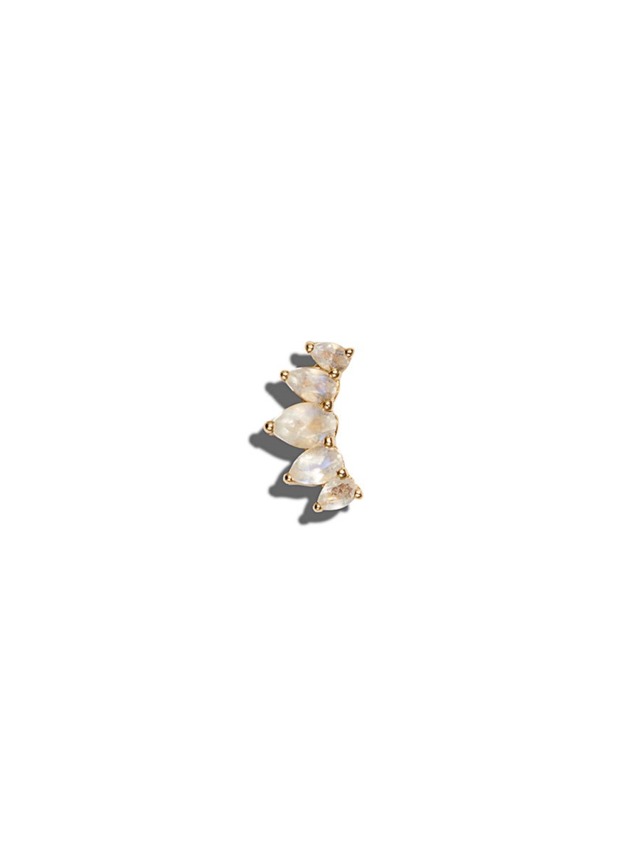 5 Pear Moonstone Curve Yellow Gold Single Stud