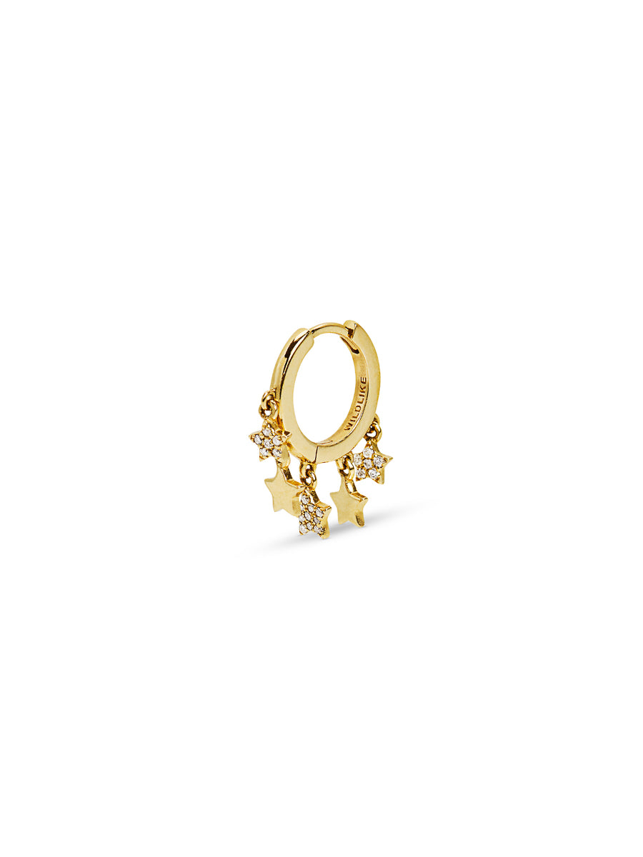 Starry Dangles Yellow Gold Single Hoop