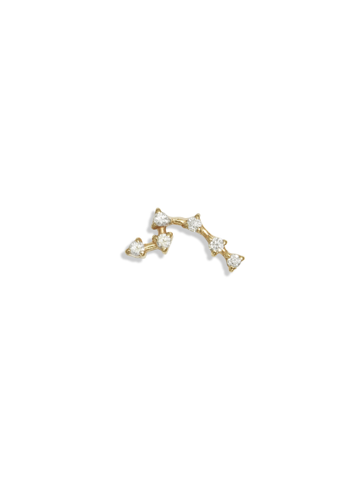 Aquarius Constellation Yellow Gold Stud