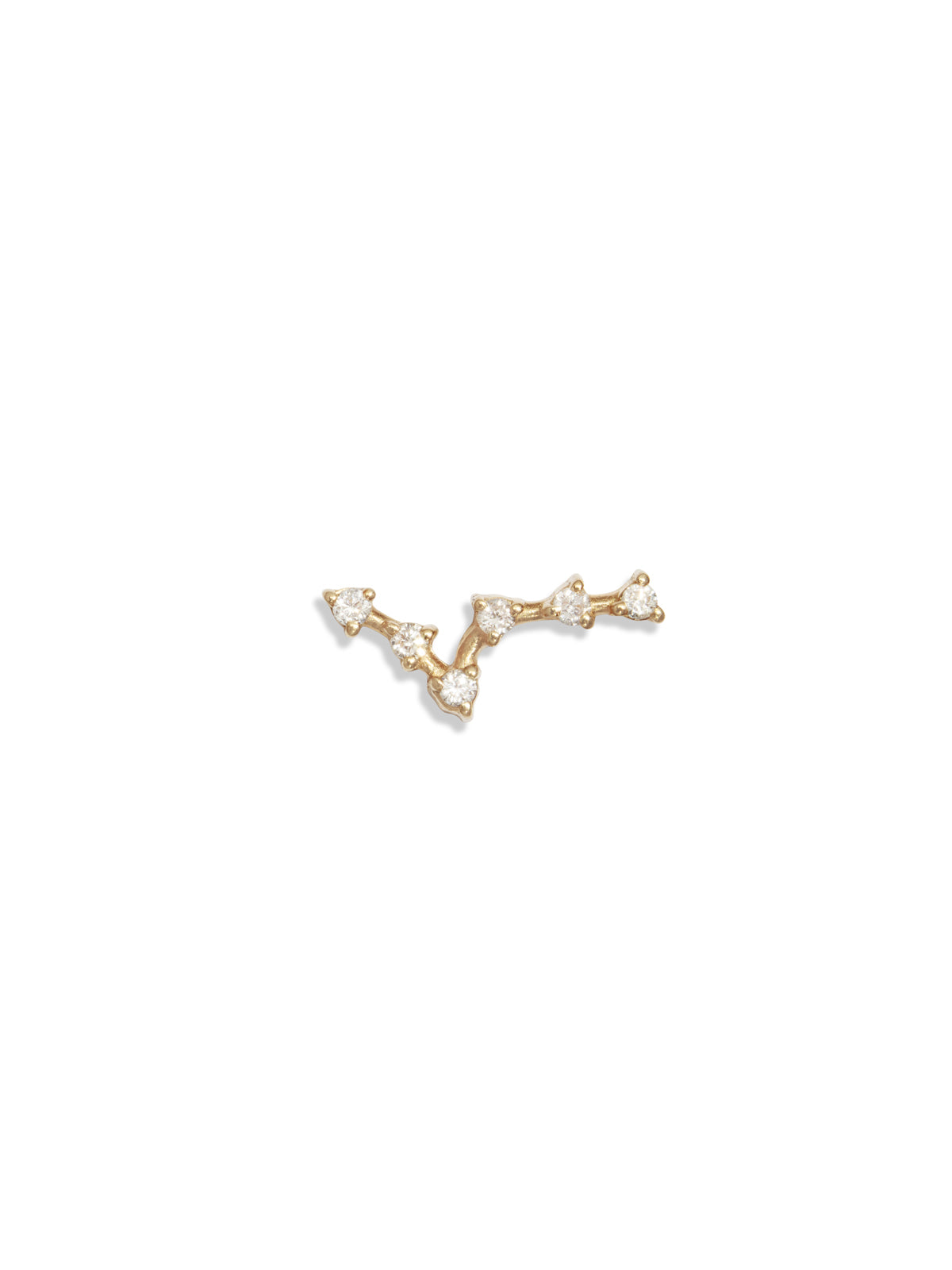 Pisces Constellation Yellow Gold Stud