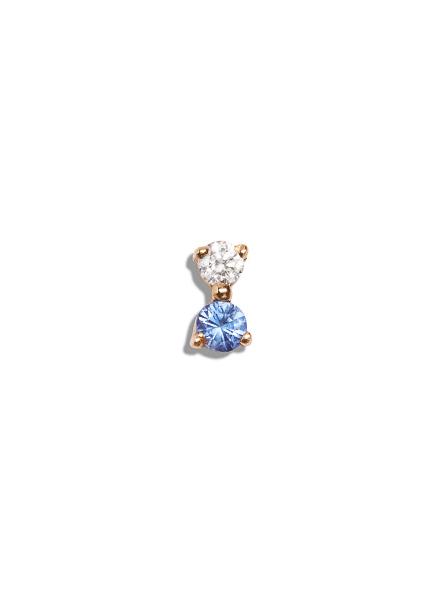 Sapphire and Diamond Yellow Gold Stud