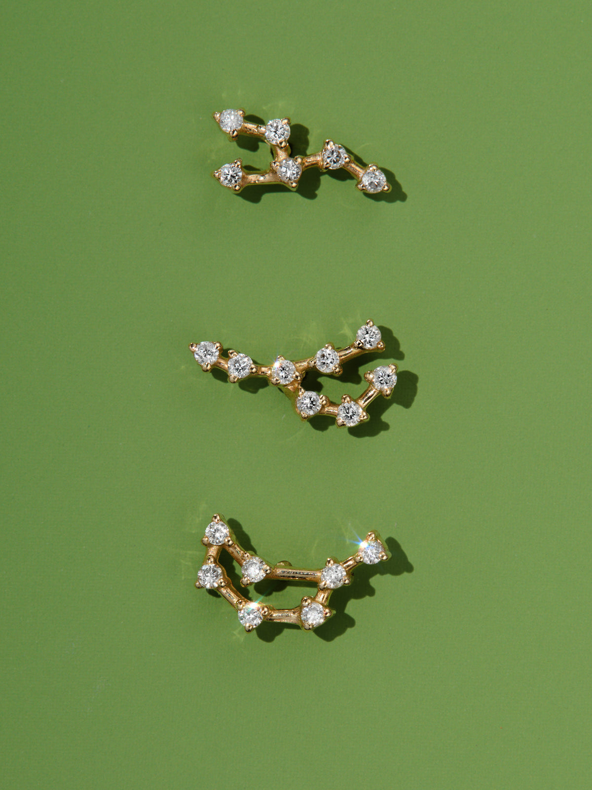 Virgo Constellation Yellow Gold Stud
