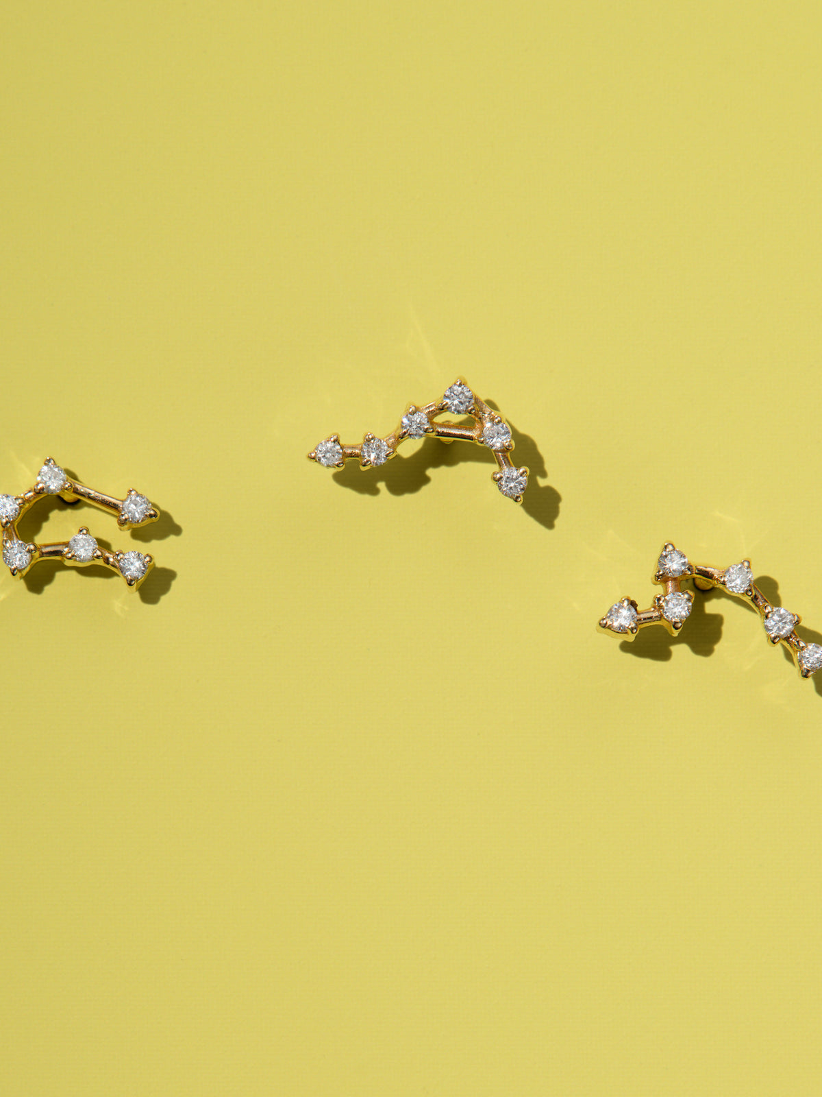 Aquarius Constellation Yellow Gold Stud