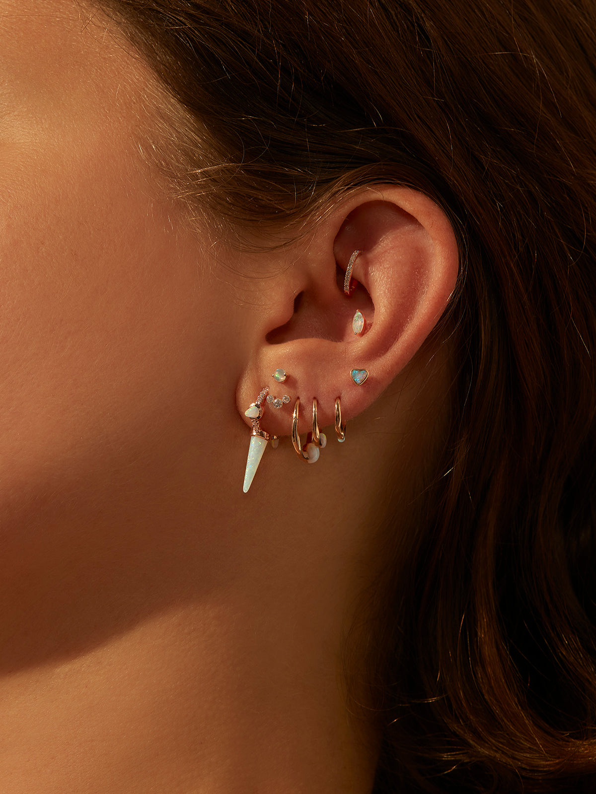 Opal Marquise Yellow Gold Stud