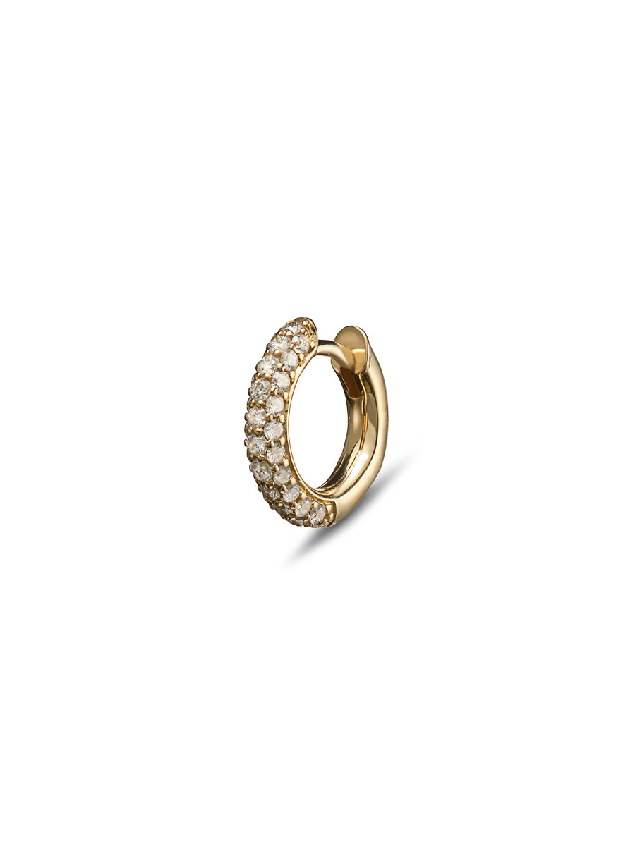 Three Row Diamond Yellow Gold Hoop