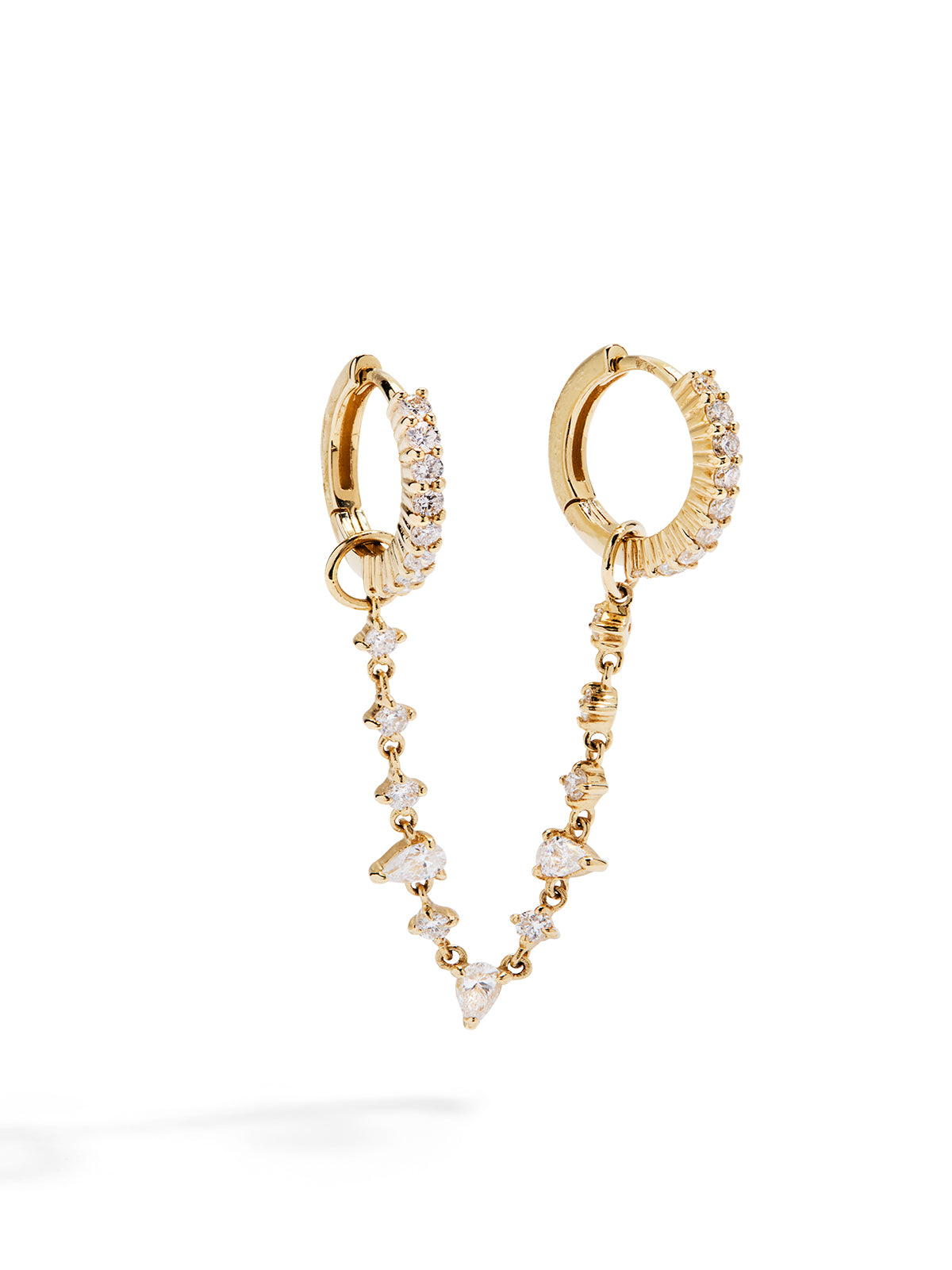 Double Lab Diamond Hoops With Diamond Chain