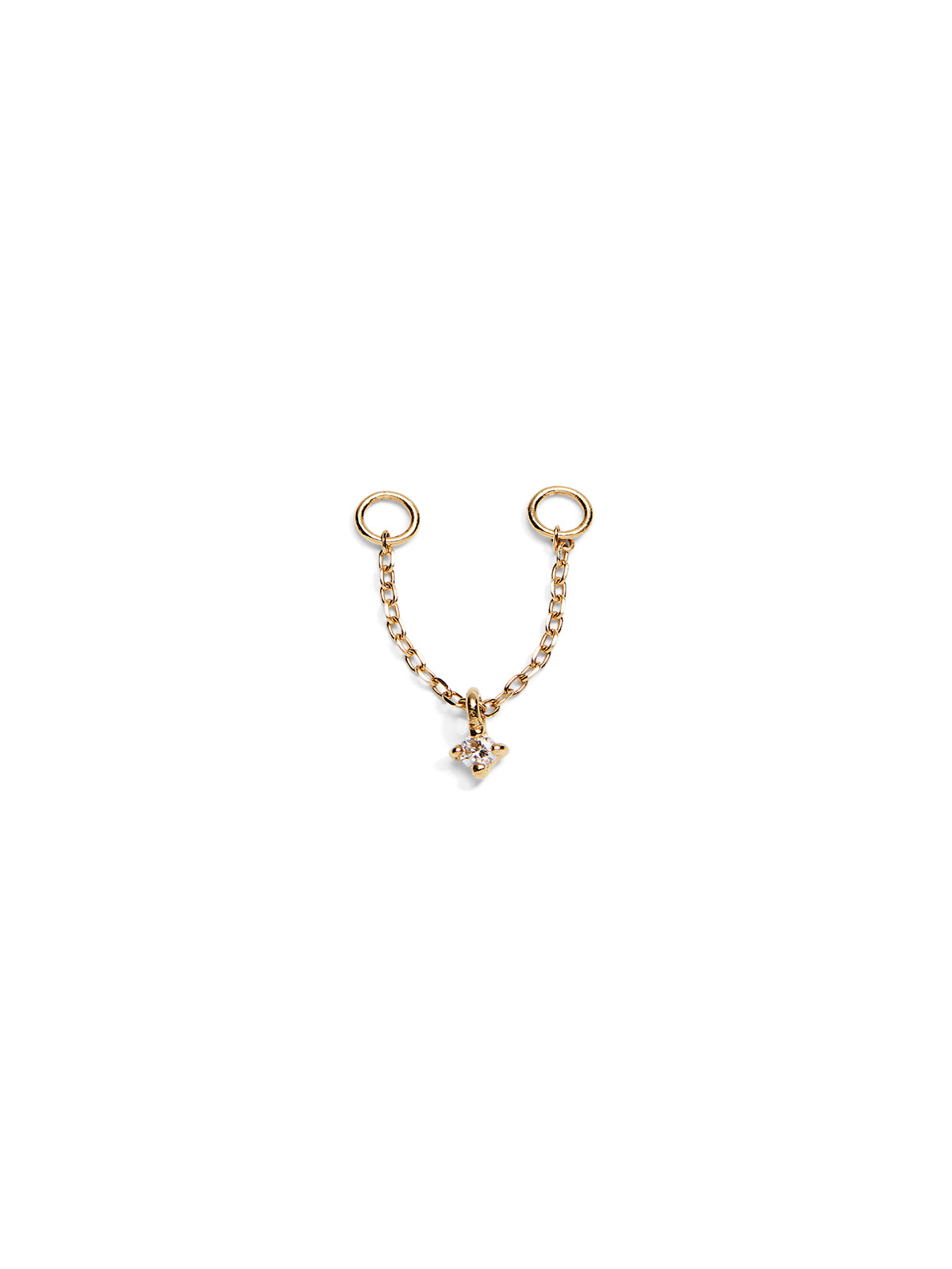 Tiny Diamond Yellow Gold Connector Chain