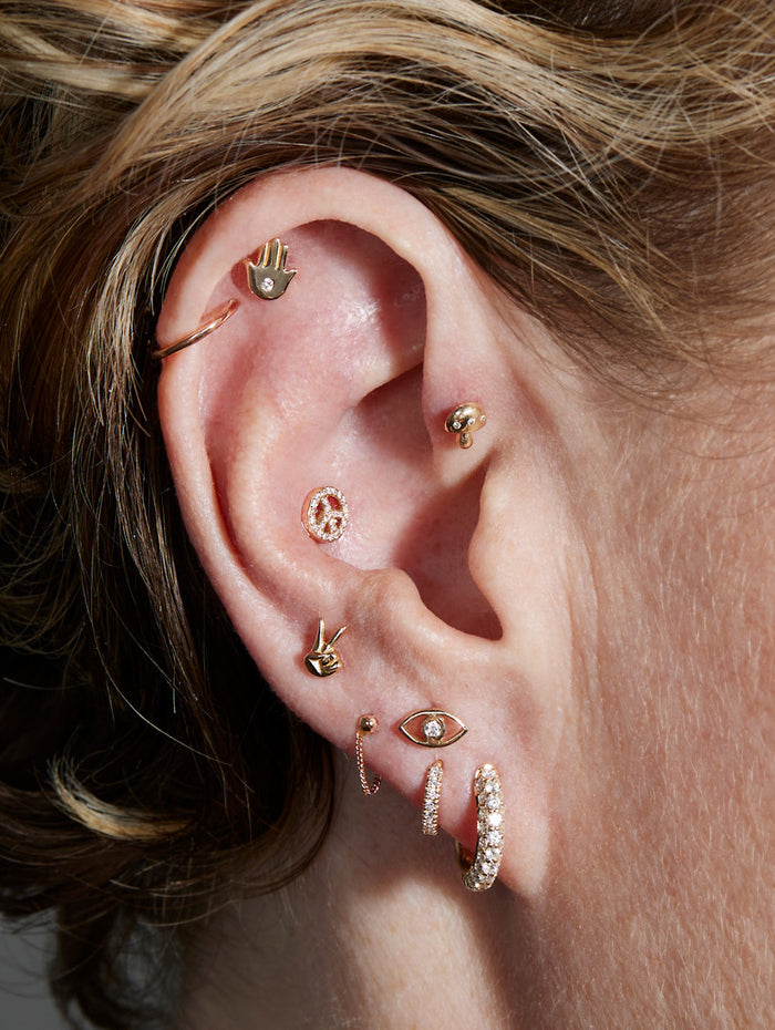 Diamond Evil Eye Yellow Gold Stud