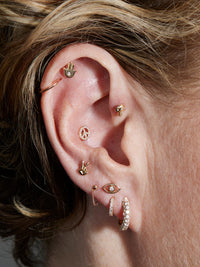Diamond Evil Eye Yellow Gold Stud