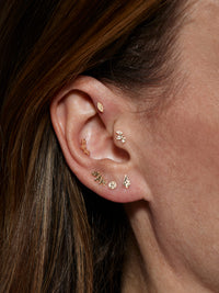 5 Hammered Marquise Curve Yellow Gold Stud
