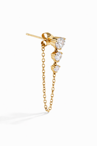 3 Graduated Lab Diamond Yellow Gold Chain Earring