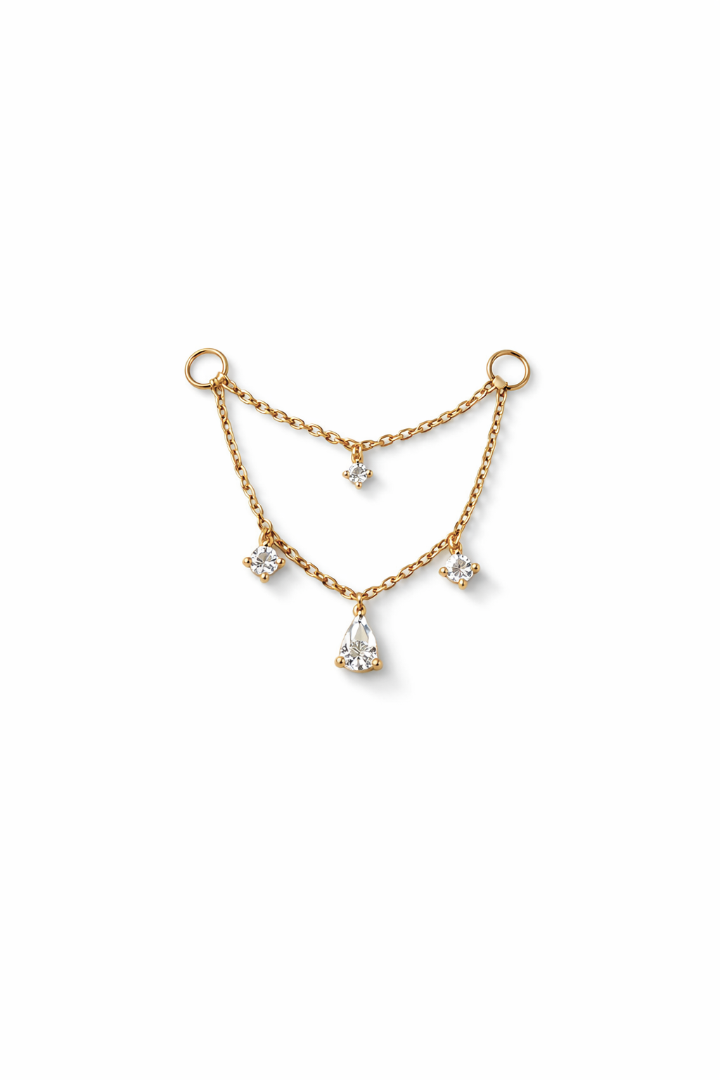4 Lab Diamond Double Yellow Gold Connector Chain – Wildlike