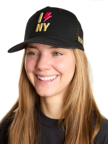 NY Black Trucker Hat