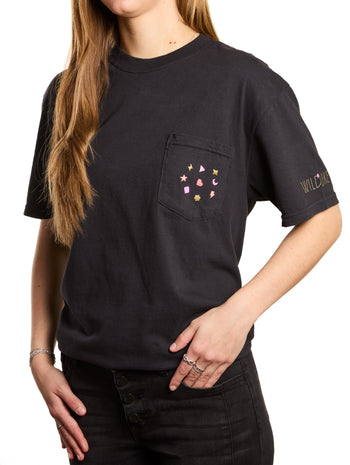 Wildlike Motif Black Pocket Tee