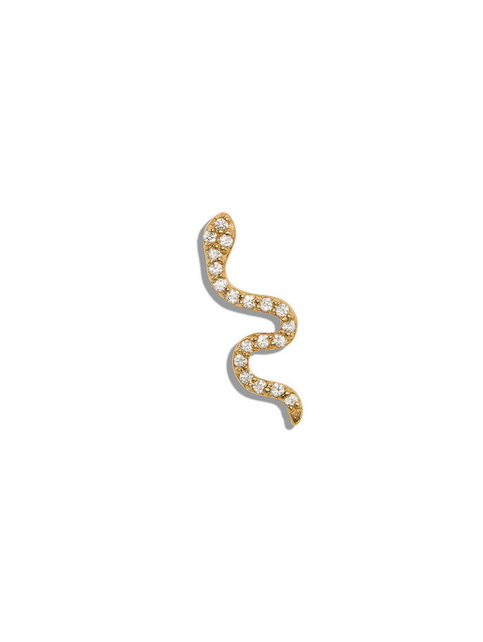 Diamond Mamba Snake Yellow Gold Threaded Stud