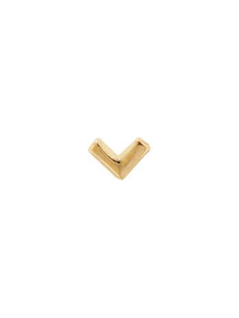 Flat V Yellow Gold Single Threadless End Earring