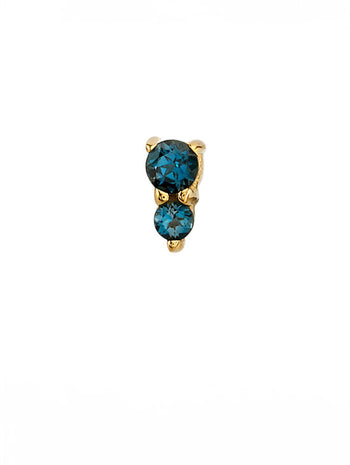 Aquamarine Jeanie 2 Yellow Gold Threaded Single Stud Earring