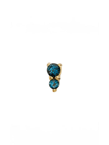 Aquamarine Jeanie 2 Yellow Gold Threaded Single Stud Earring