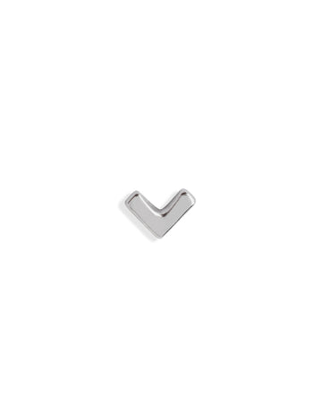 Flat V White Gold Single Threadless End Earring