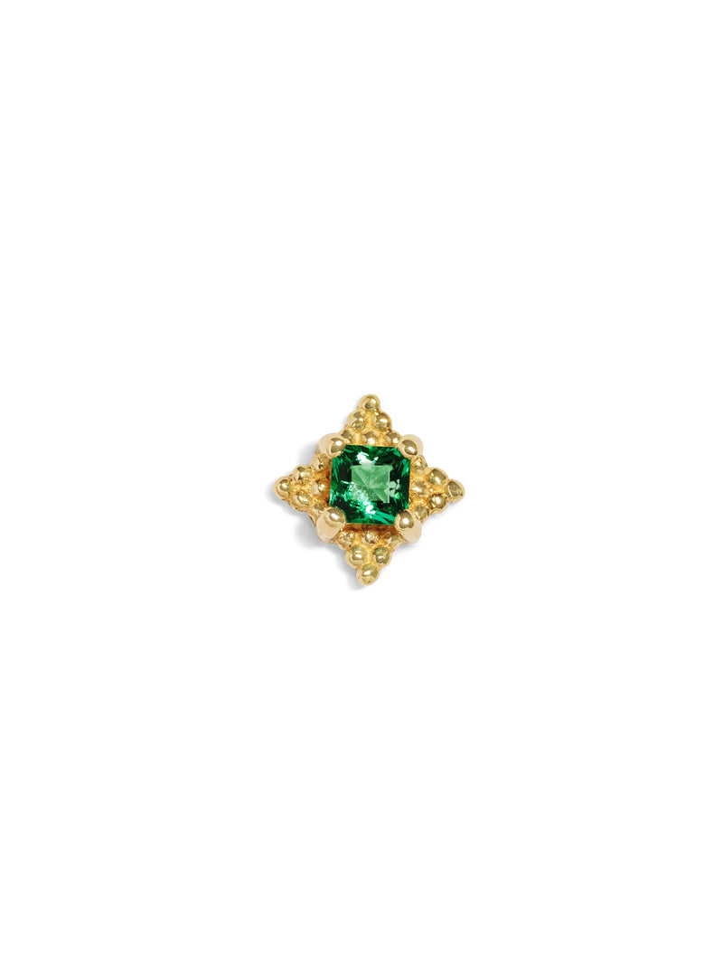 Princess Cut Emerald Mini Kandy Yellow Gold Threaded End