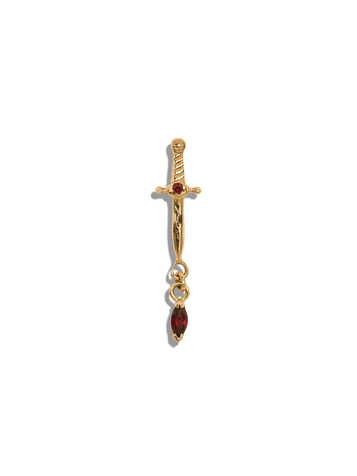 Garnet Dagger Yellow Gold Threadless End