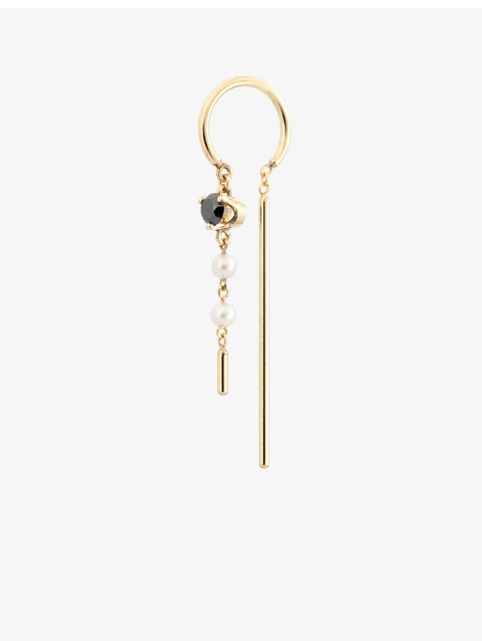 Black Diamond and Pearl Earring