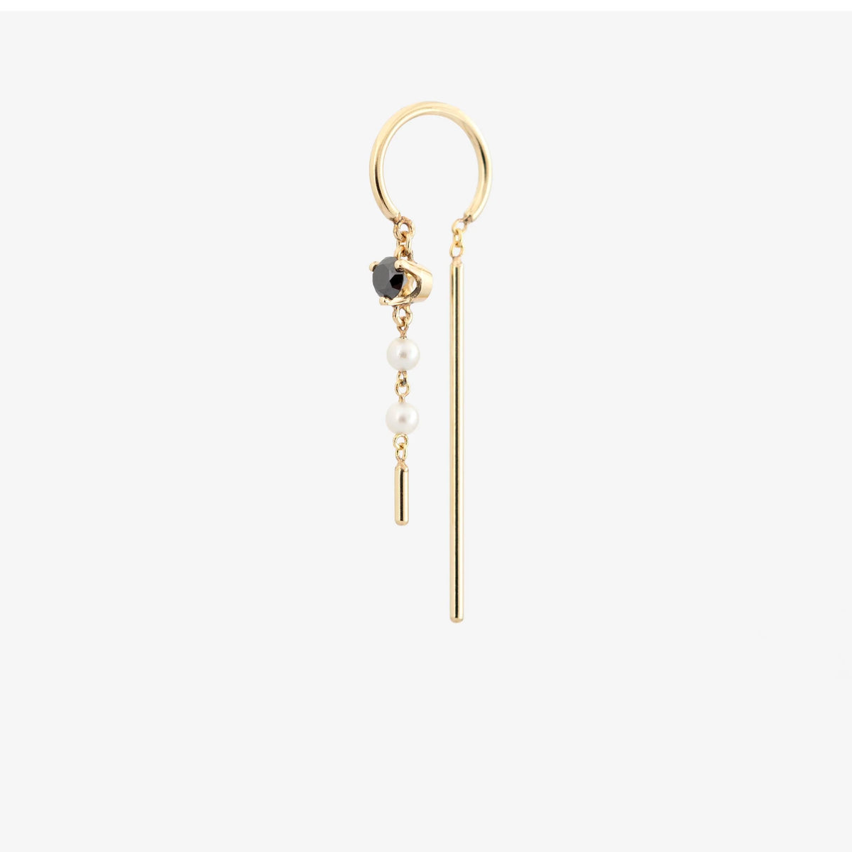 Black Diamond and Pearl Earring