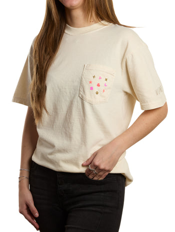 Wildlike Motif Ivory Pocket Tee