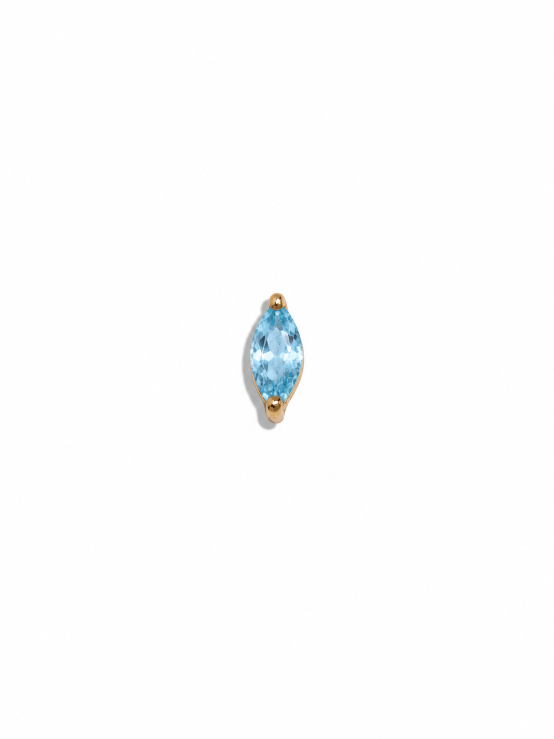 Small Blue Topaz Marquise Yellow Gold Stud