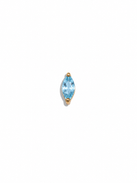 Small Blue Topaz Marquise Yellow Gold Stud