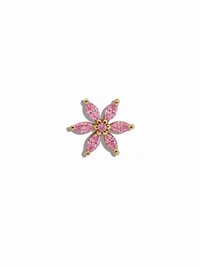 Mini Pink Sapphire and Marquise Flower Yellow Gold Stud