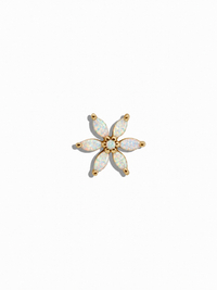 Mini Opal and Marquise Flower Yellow Gold Stud