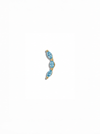 Mini Blue Topaz Marquise Curve Yellow Gold Stud