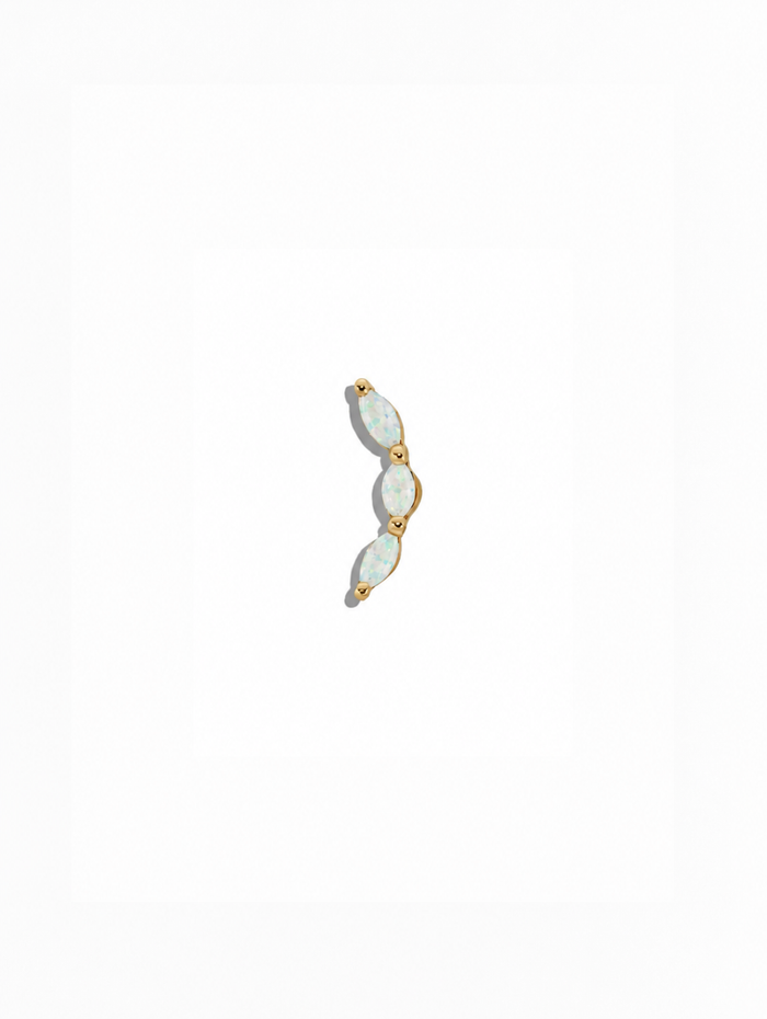 Mini Opal Marquise Curve Yellow Gold Stud