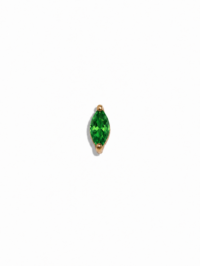 Small Tsavorite Marquise Yellow Gold Stud