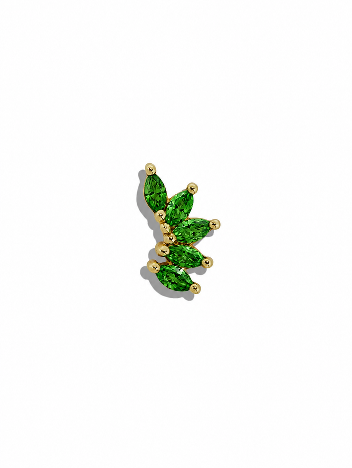 Mini Tsavorite Marquise Curve Yellow Gold Stud