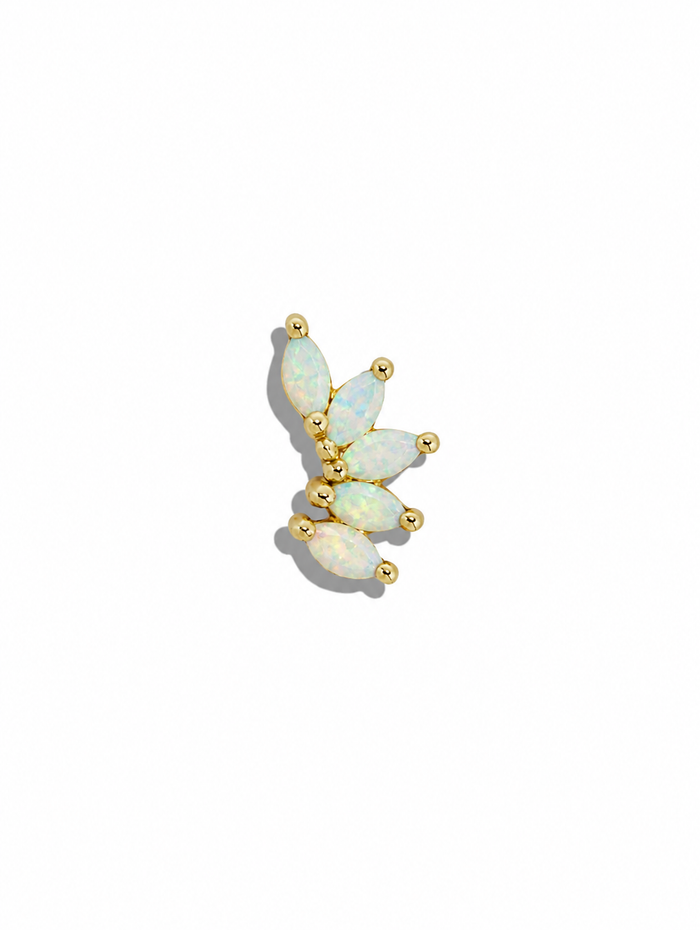 Mini Opal Marquise Curve Yellow Gold Stud