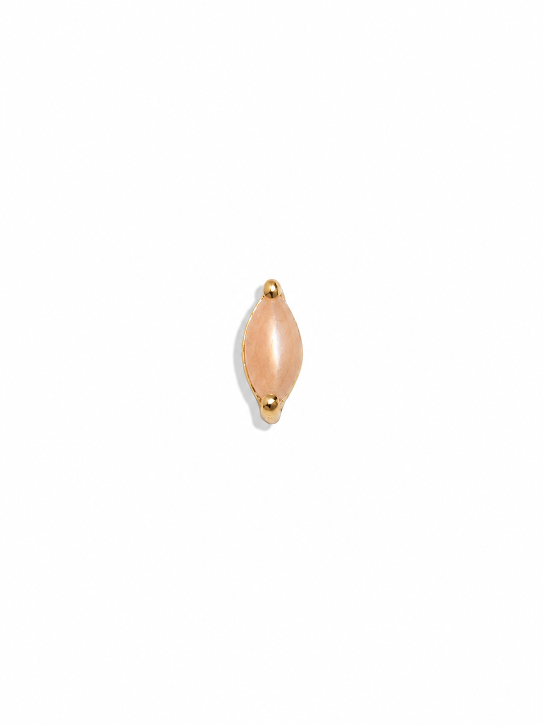 Small Peach Moonstone Marquise Yellow Gold Stud