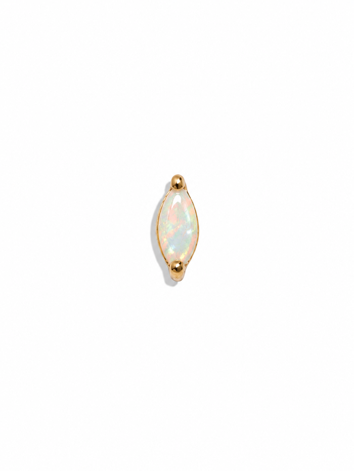 Small Opal Marquise Yellow Gold Stud