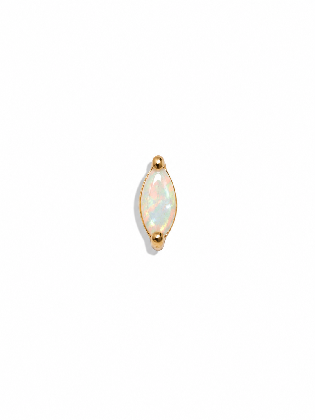 Small Opal Marquise Yellow Gold Stud