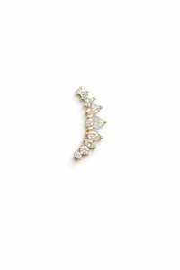 Pear, Marquise & Round Diamond Large Curve Yellow Gold Stud