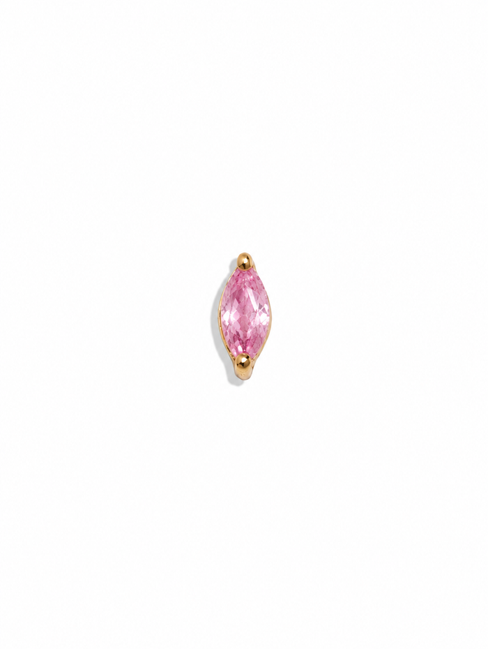 Small Pink Sapphire Marquise Yellow Gold Stud