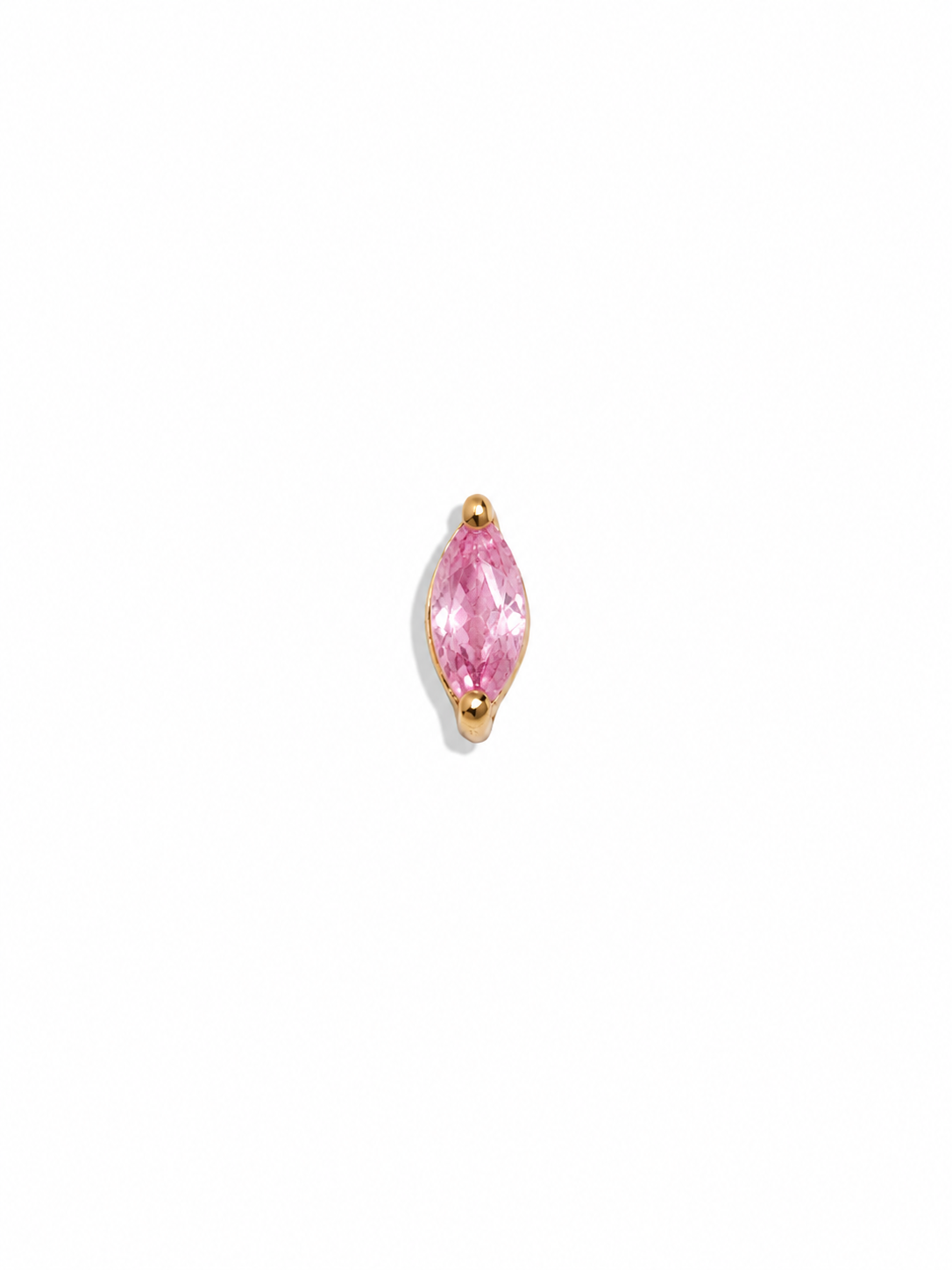 Small Pink Sapphire Marquise Yellow Gold Stud