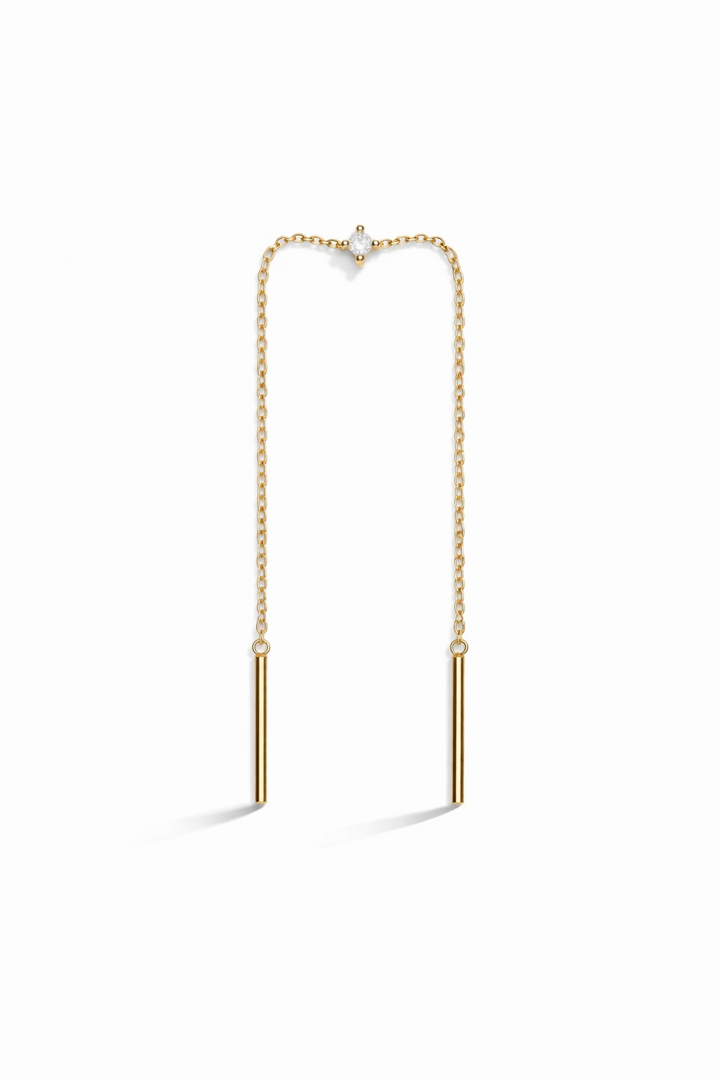 Tiny Diamond Yellow Gold Threader Chain