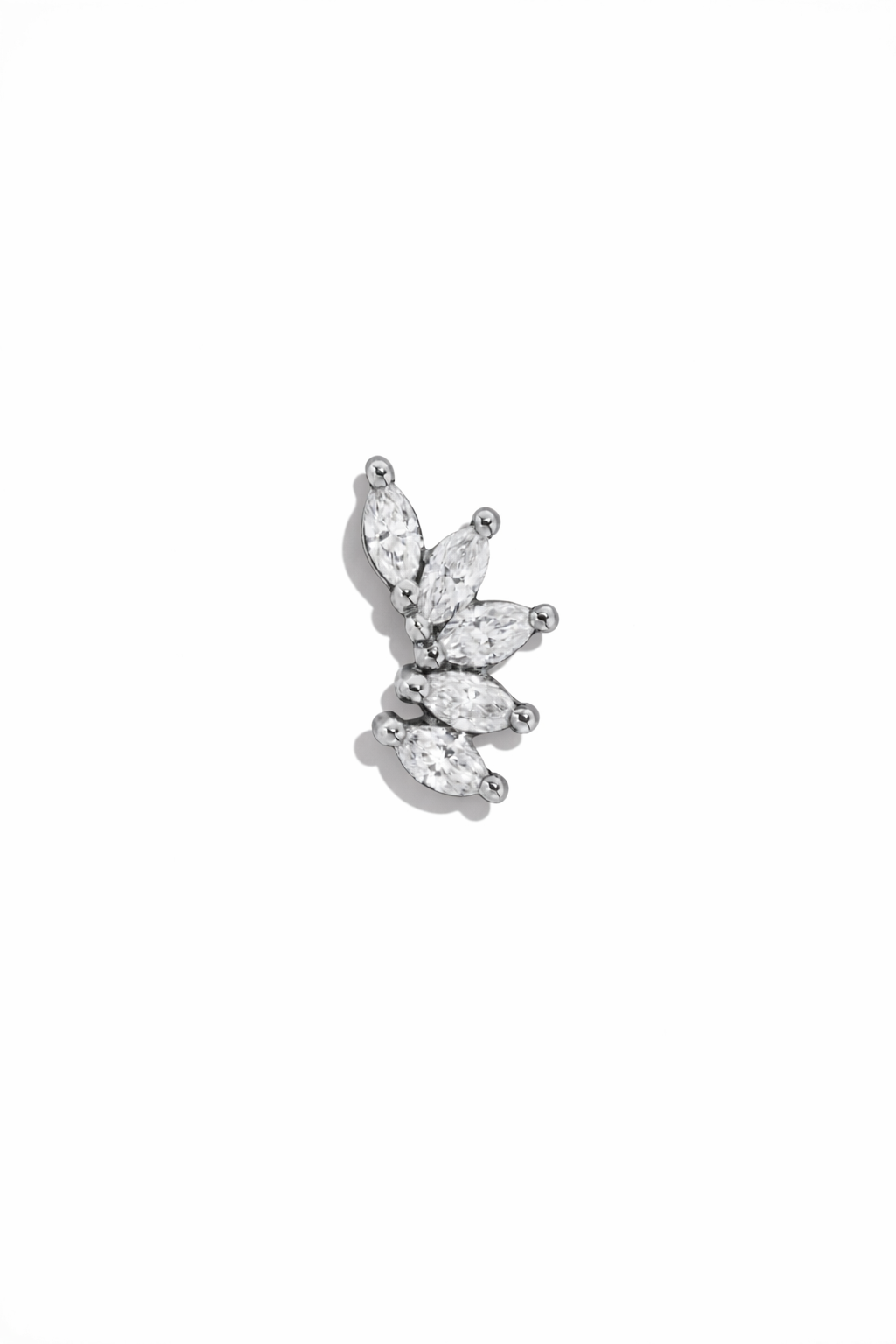 Mini 5 Diamond Marquise Curve White Gold Stud