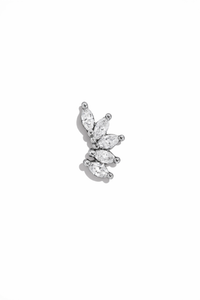 Mini 5 Diamond Marquise Curve White Gold Stud
