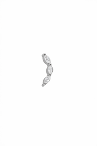 Mini Three Diamond Marquise Curve White Gold Stud