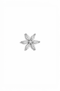Mini Diamond Round and Marquise Flower White Gold Stud