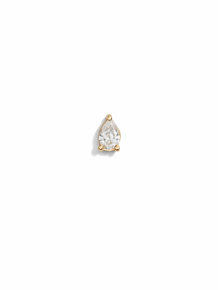 Pear Diamond Yellow Gold Stud